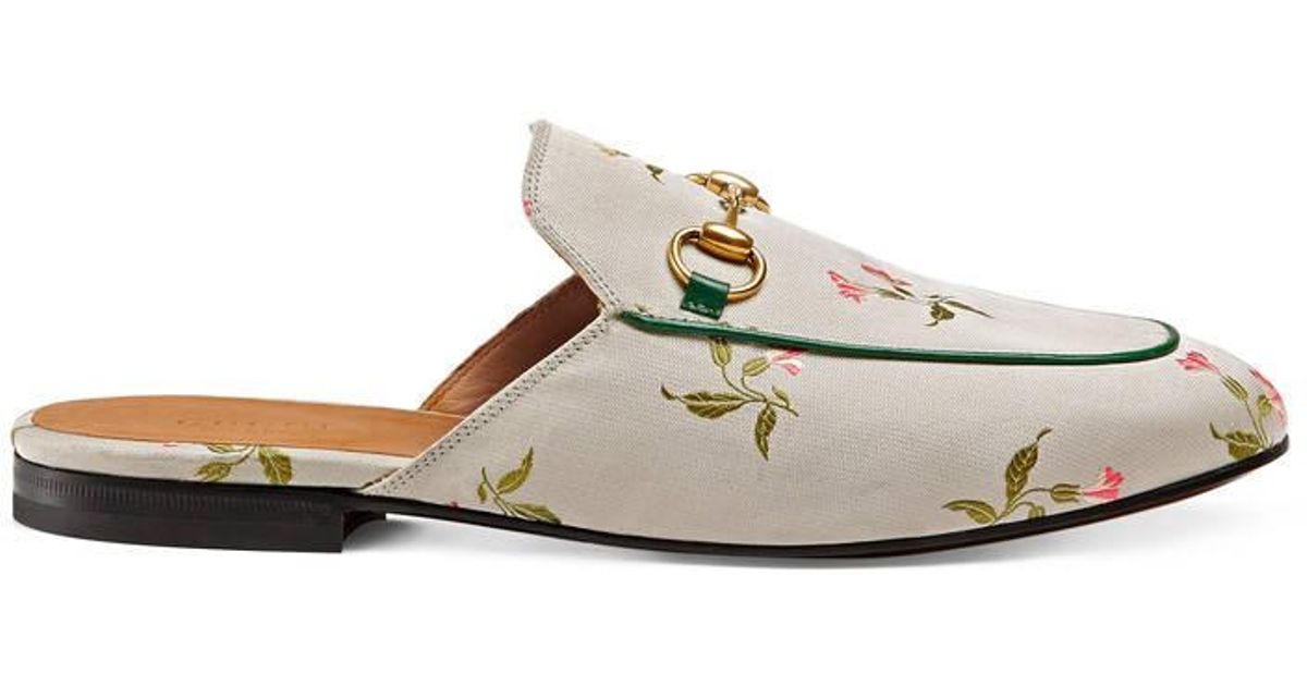 gucci princetown floral slipper