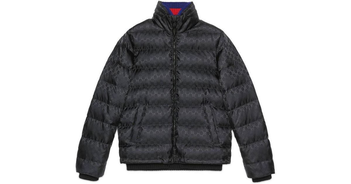 Gucci Synthetic Gg Jacquard Quilted Nylon Jacket in Black for Men - Lyst