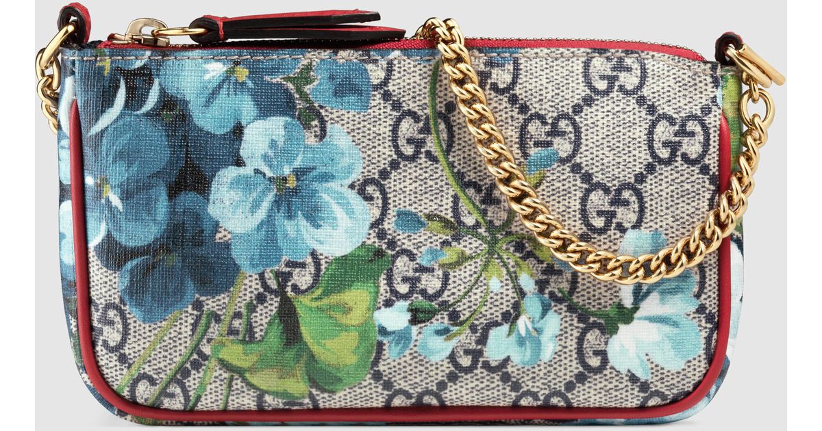 Gucci Gg Blooms Mini Chain Bag in Blue | Lyst