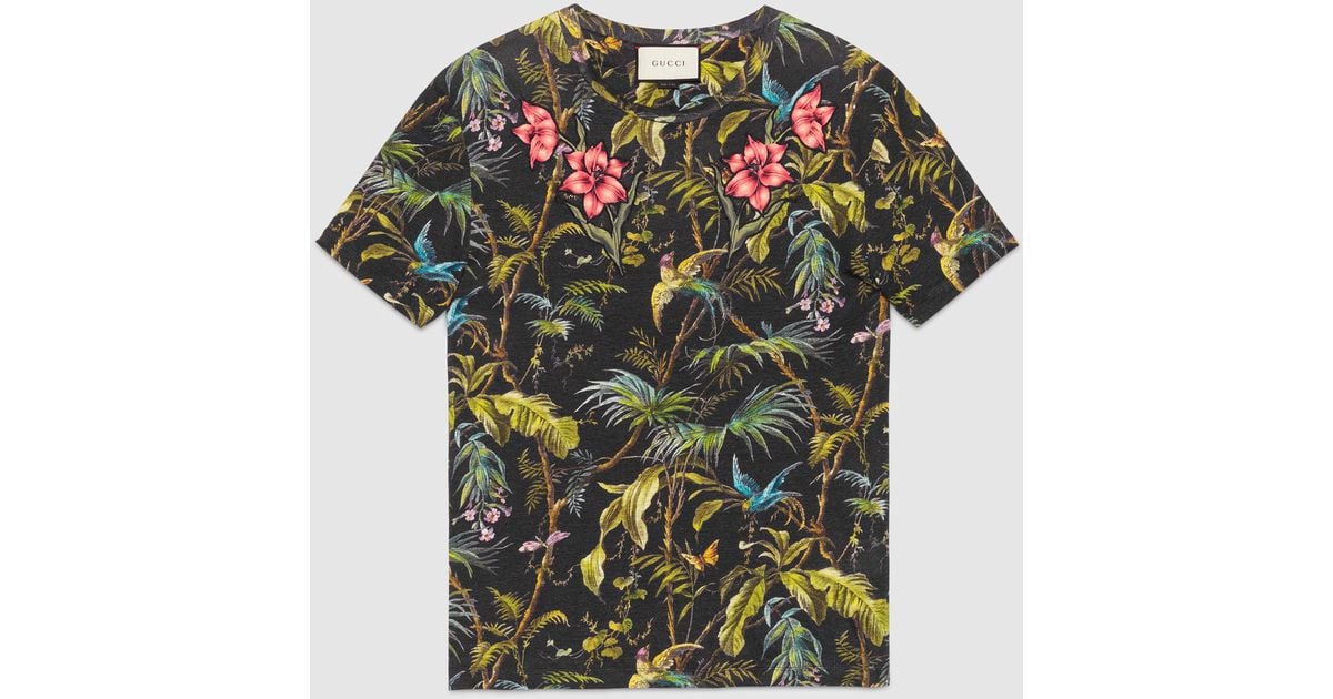 Gucci Jungle-print And Appliqué Linen T-shirt for Men | Lyst