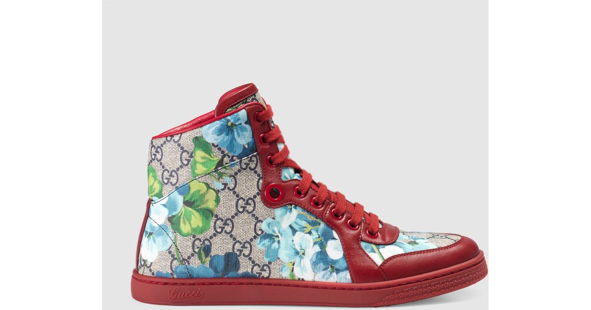 Gucci Canvas Gg Blooms High-top Sneaker in Blue | Lyst