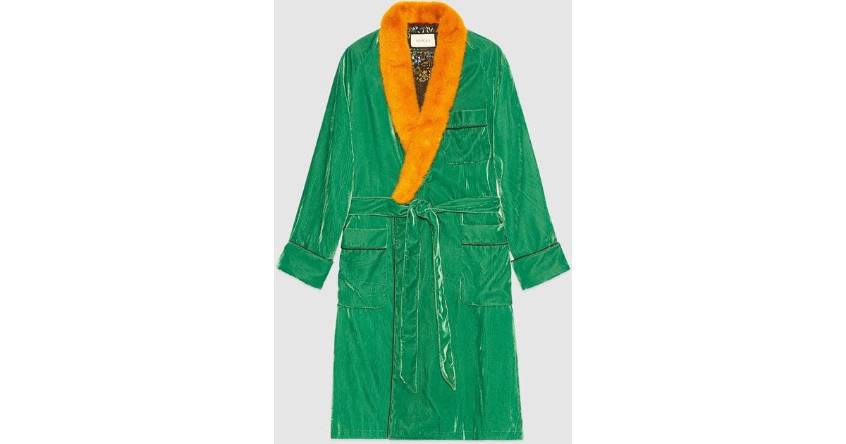 Gucci Embroidered Velvet Dressing Gown for Men | Lyst