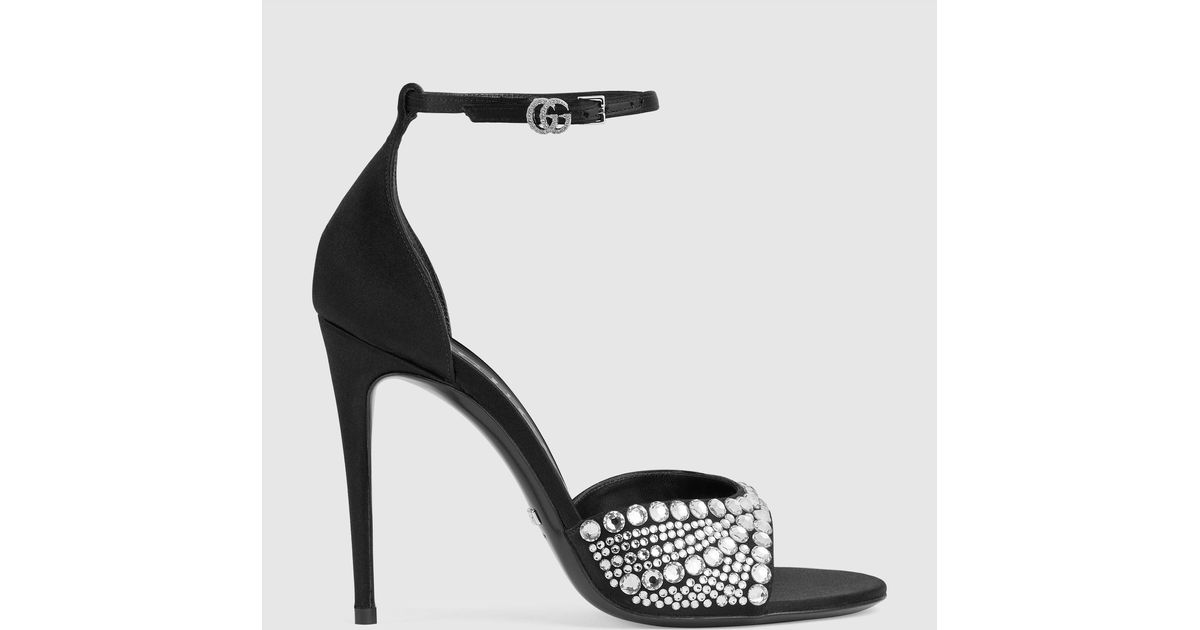 Gucci High Heel Sandals With Crystals in White | Lyst