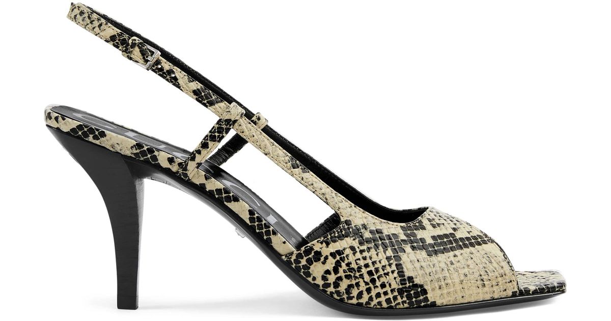 Gucci Leather Python Print Mid-heel Pump in Metallic | Lyst UK