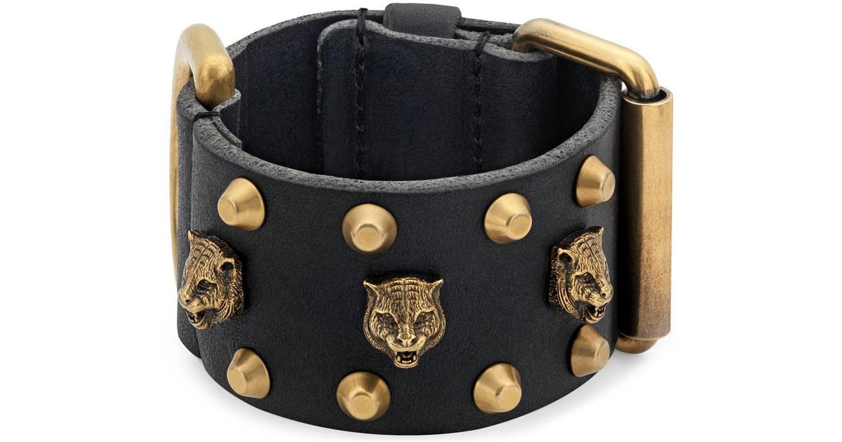 Gucci Leather Cuff Bracelet in Black 