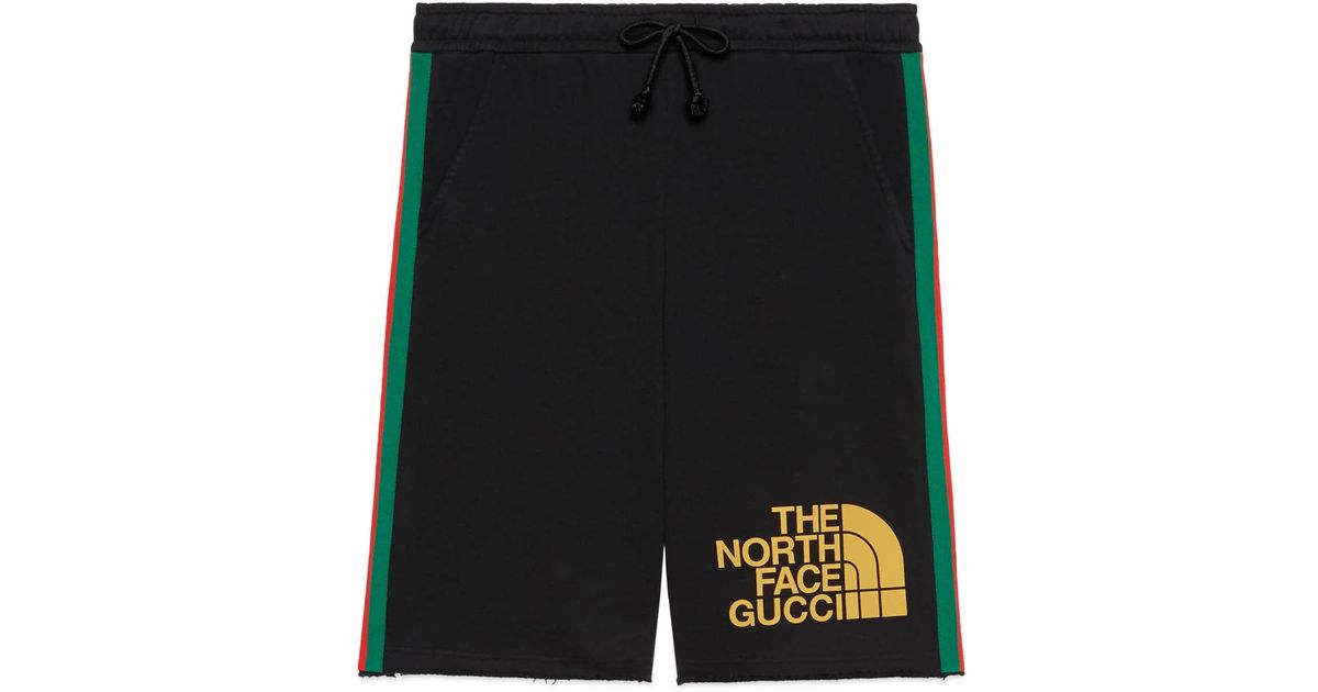 Gucci The North Face X Web Print Cotton Shorts in Black for Men | Lyst
