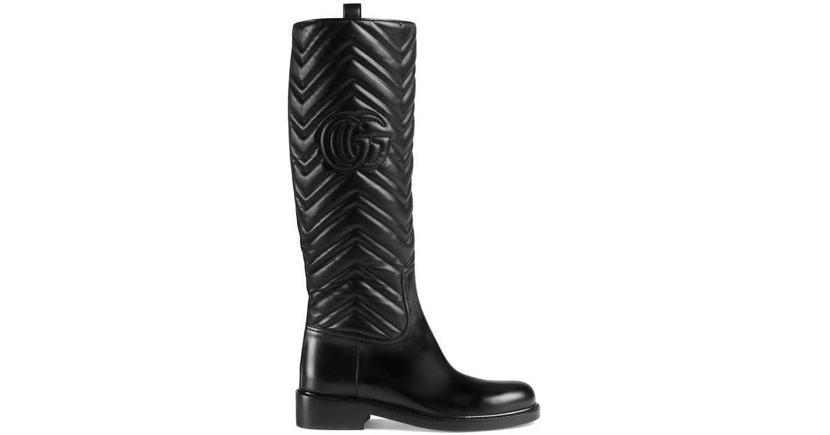 Gucci Leather Matelassé Knee Boot in 