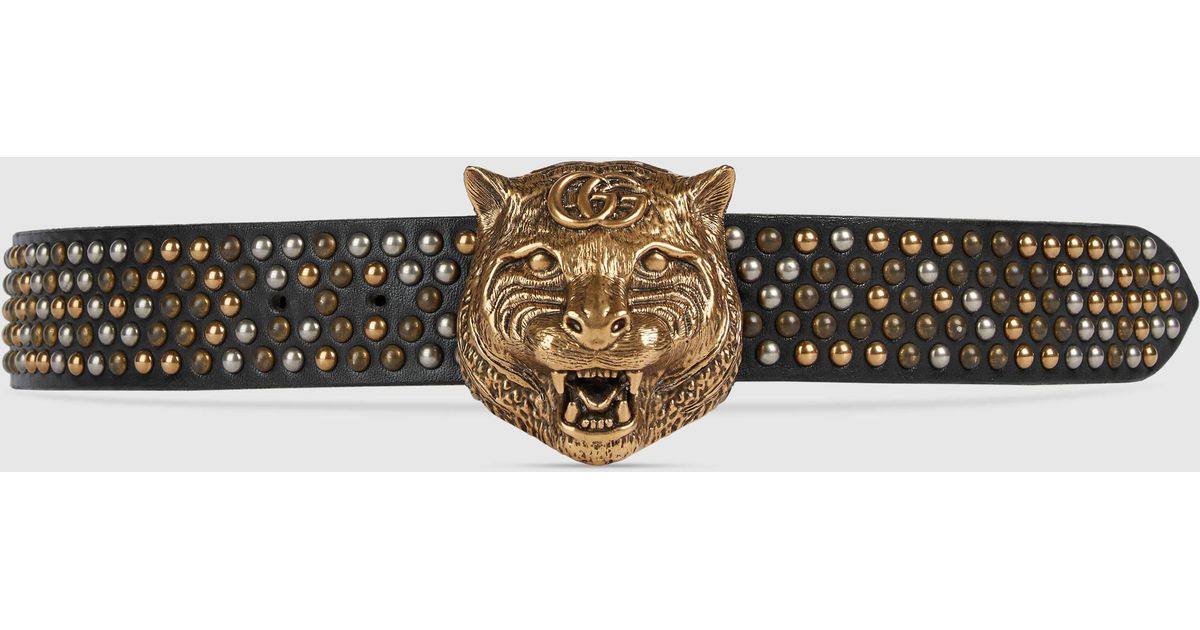 gucci feline head belt