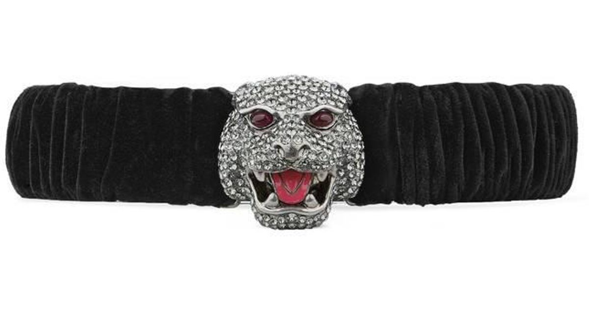 gucci leather belt with feline head