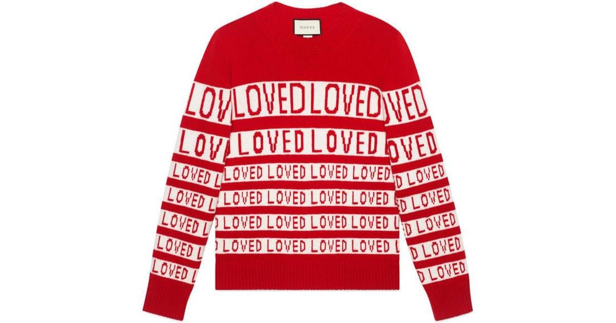 gucci red loved sweater
