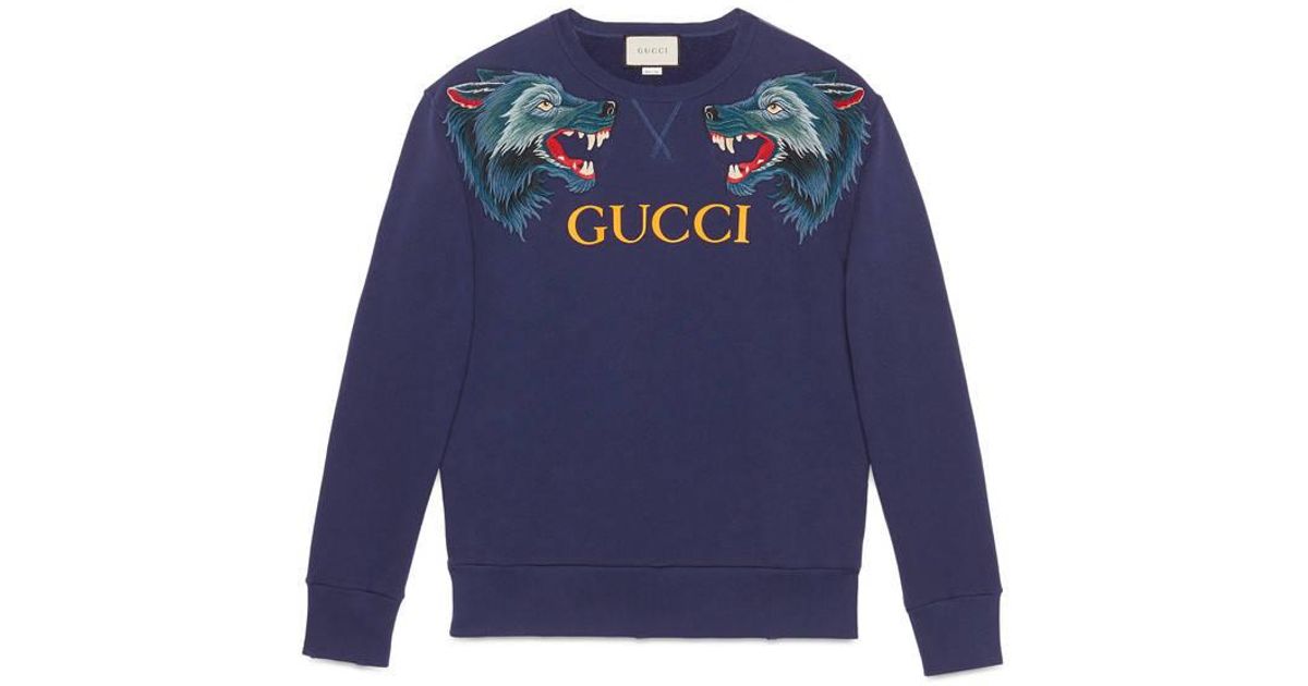 gucci blue wolf sweater