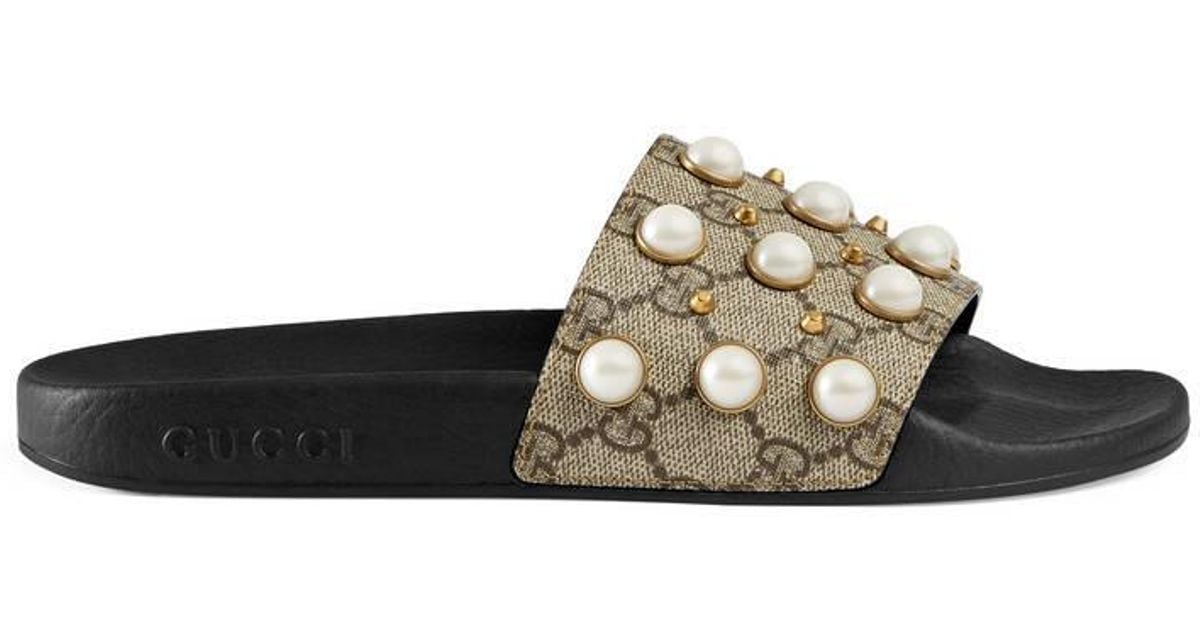 gucci slides women with pearls