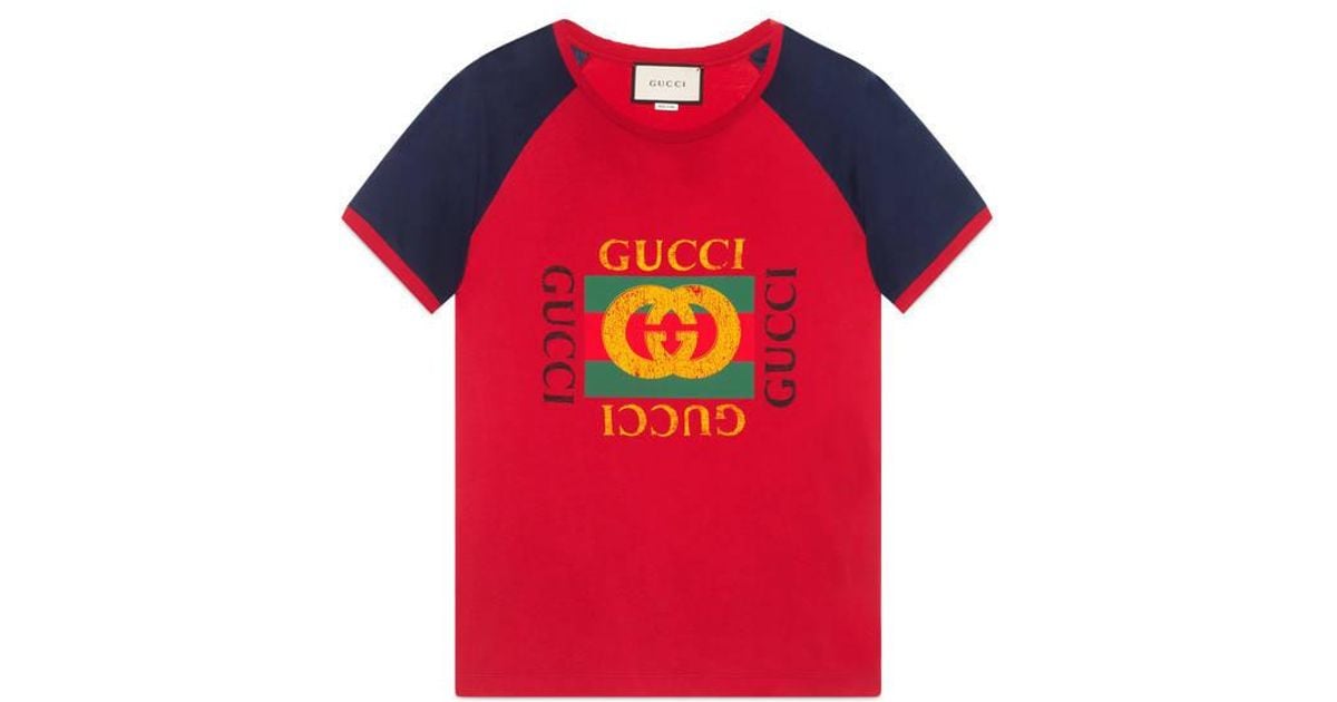 Gucci Print Cotton T-shirt in Red for 