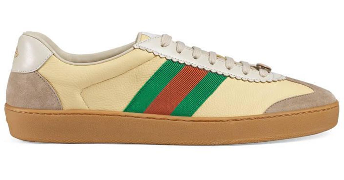 Gucci G74 Leather Sneaker With Web in 