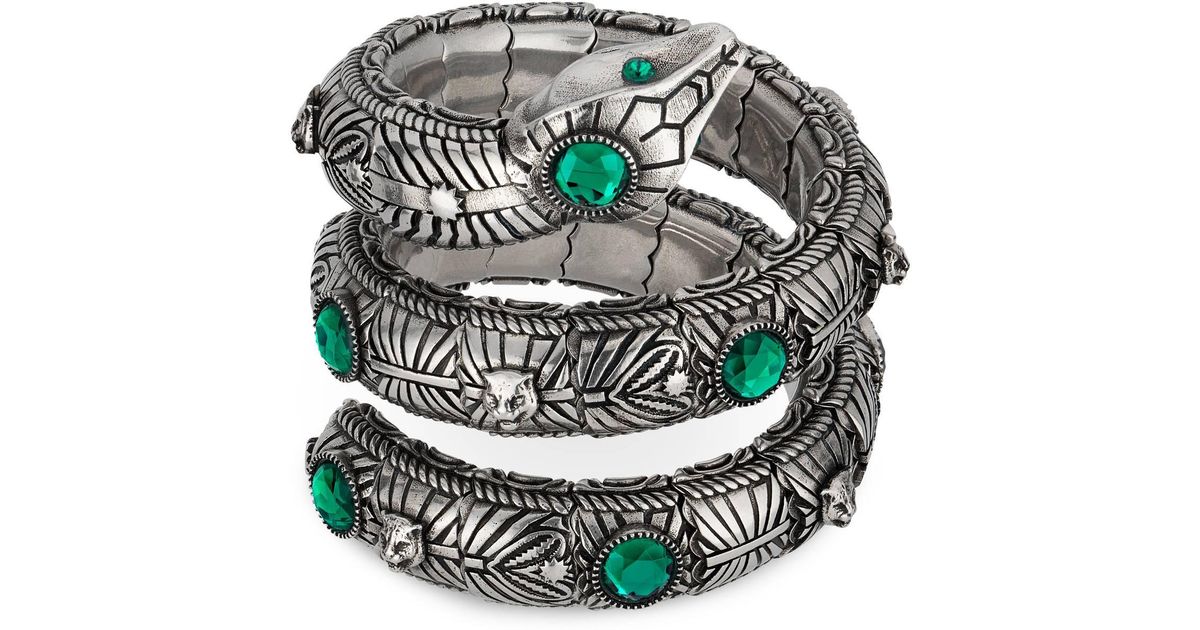 triple wrap snake bracelet with crystals
