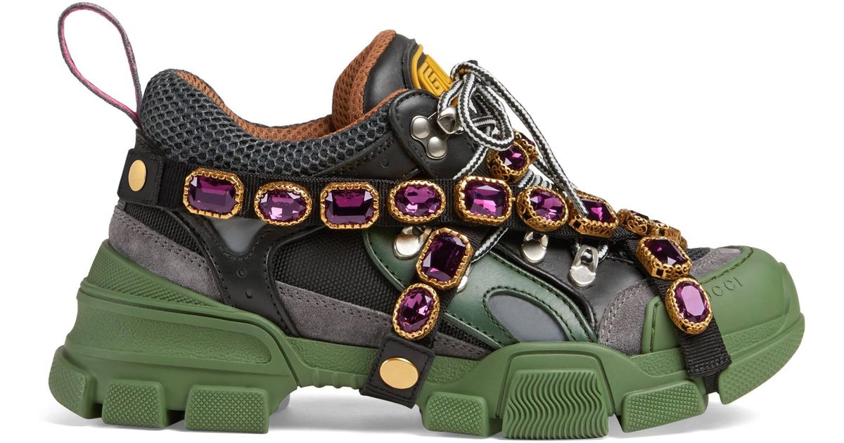 Sneaker Flashtrek donna con cristalli staccabili di Gucci in Nero | Lyst
