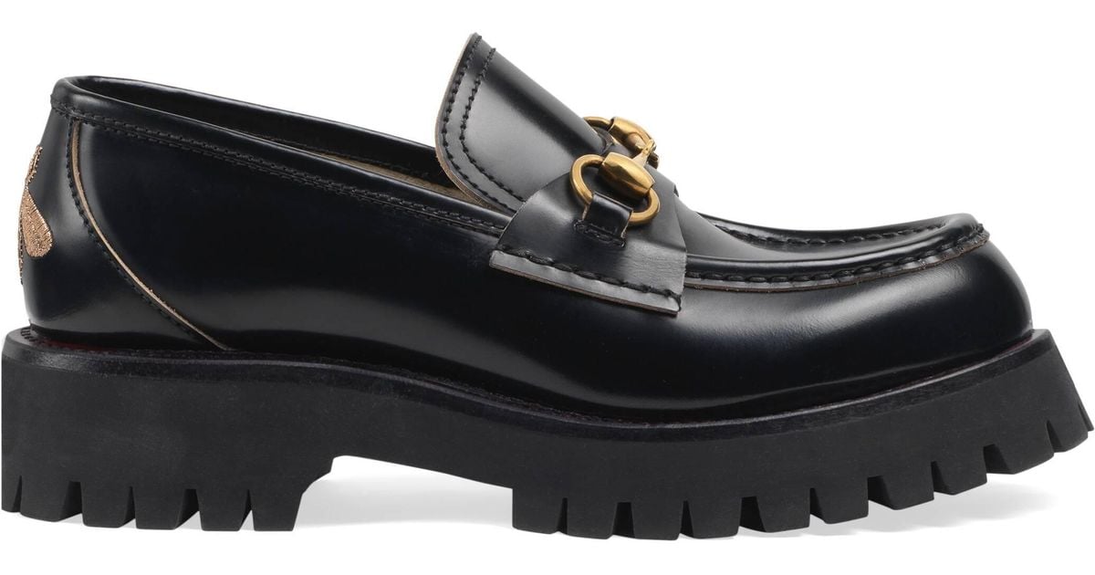Gucci Leather Lug Sole Loafers in Black - Lyst