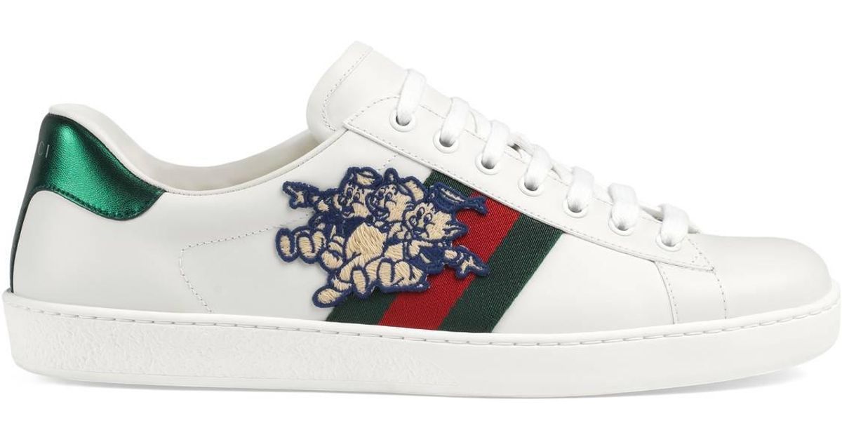 Gucci Leather Men's Ace Sneaker With Three Little Pigs in White for Men ...