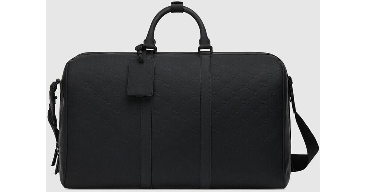Gucci GG Rubber-effect Large Duffle Bag in Black for Men | Lyst