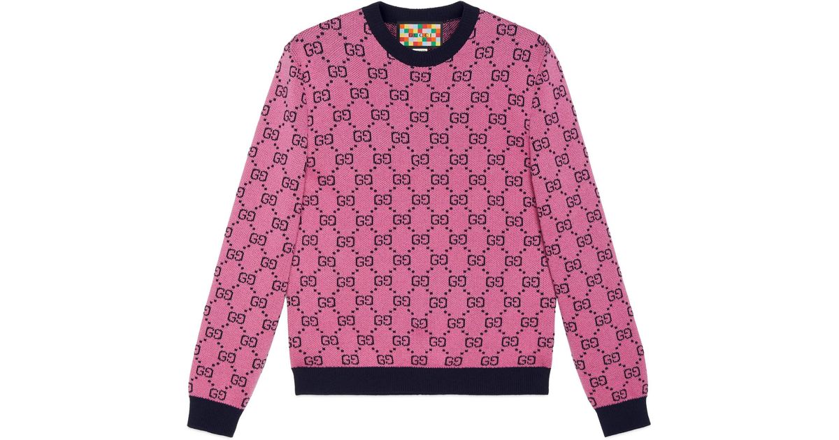 Gucci GG Multicolour Wool Cotton Jumper in Pink for Men Lyst Canada