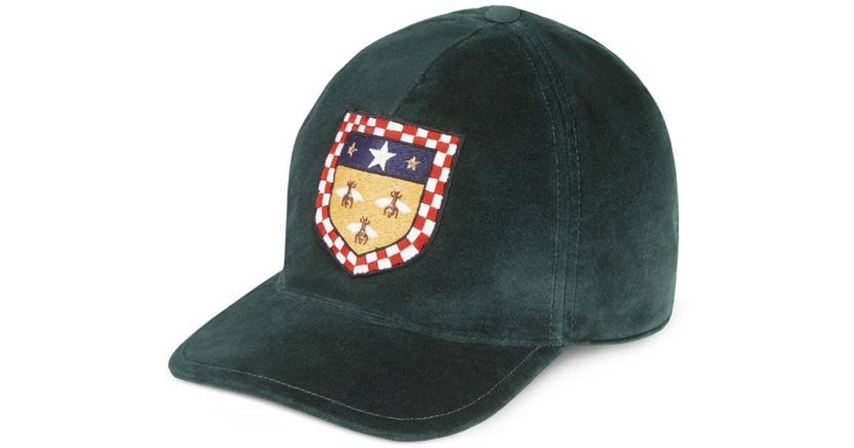 Gucci Velvet Baseball Hat With Crest in 