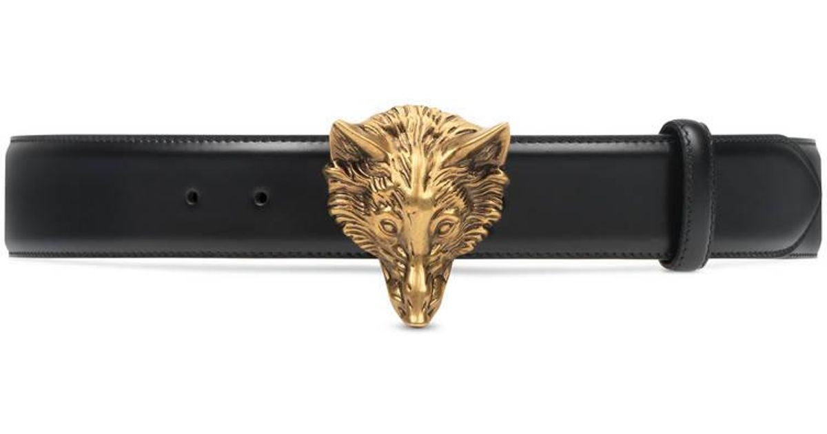Gucci Leather Belt With Wolf Head in 