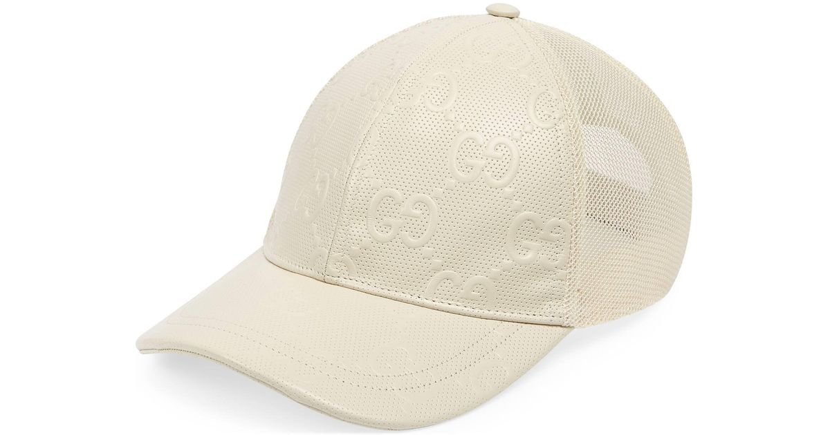 Gucci GG Embossed Baseball Hat in White for Men | Lyst