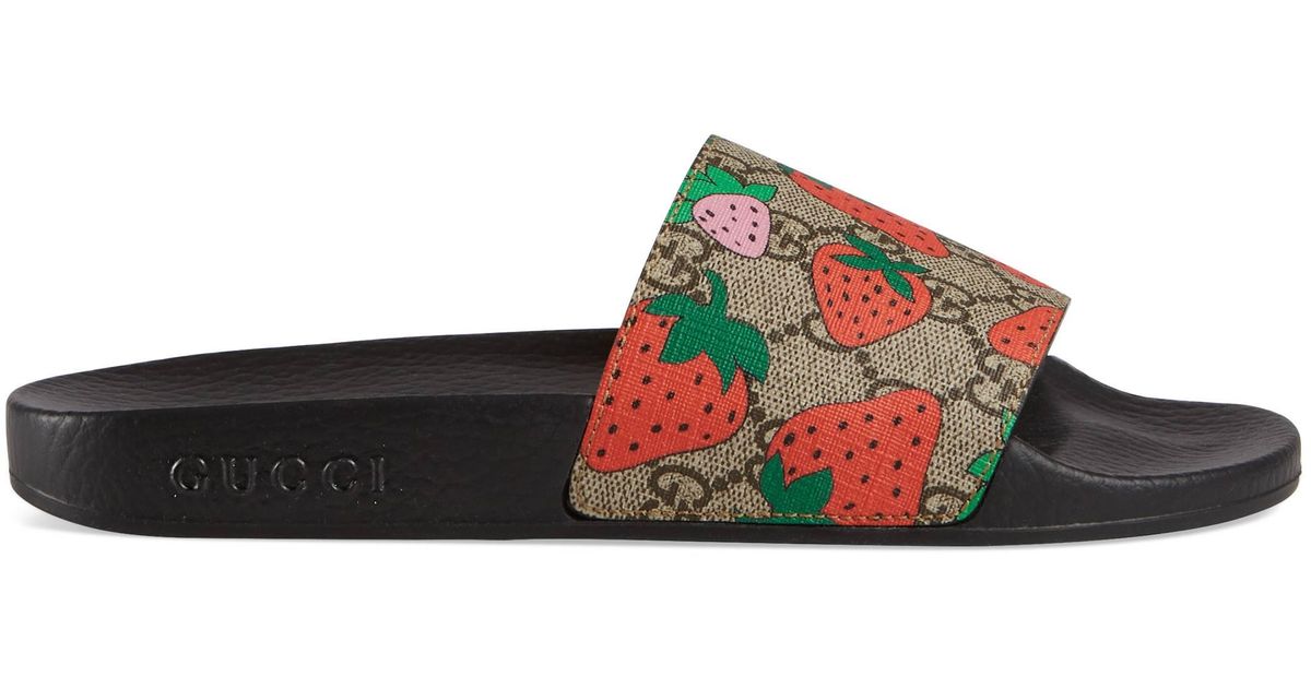 gucci slides with strawberries