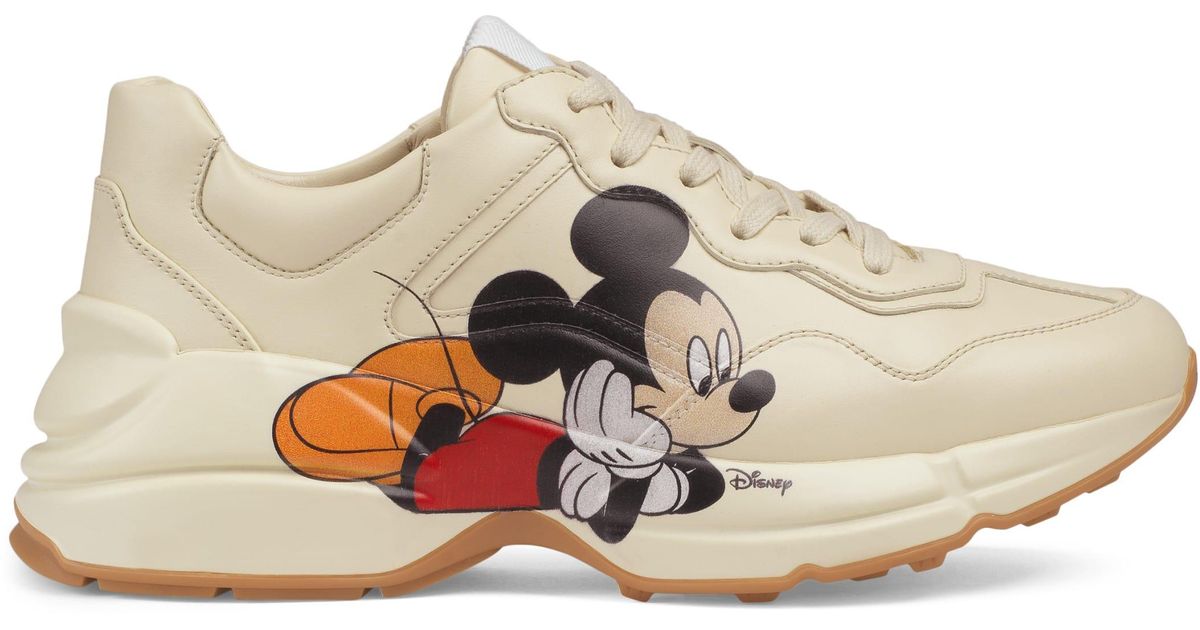 Gucci Women's X Disney Mickey Mouse Rhyton Leather Mid-top Trainers in  White - Save 12% | Lyst