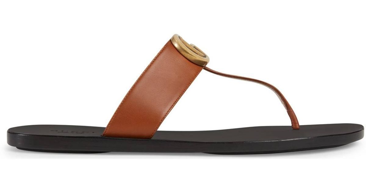 gucci leather thong sandal with double g
