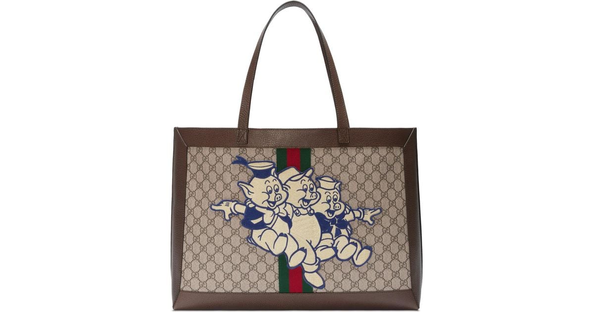 Ophidia GG Tote With Three Little Pigs 