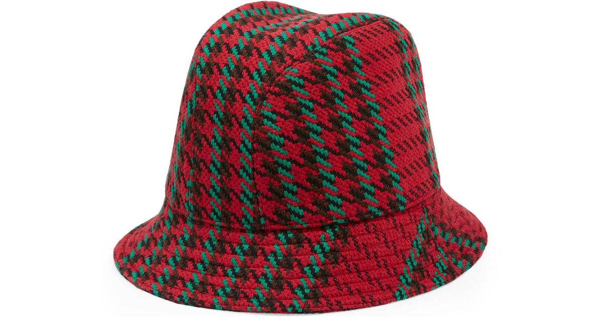 Gucci Houndstooth Wool Bucket Hat With Interlocking G in Red Lyst UK