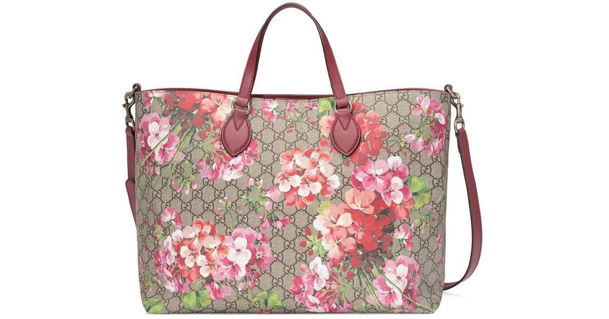 Gucci Leather Soft Gg Blooms Tote - Lyst