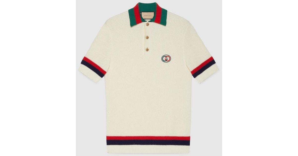 Gucci Striped Polo Knitted Top Cotton