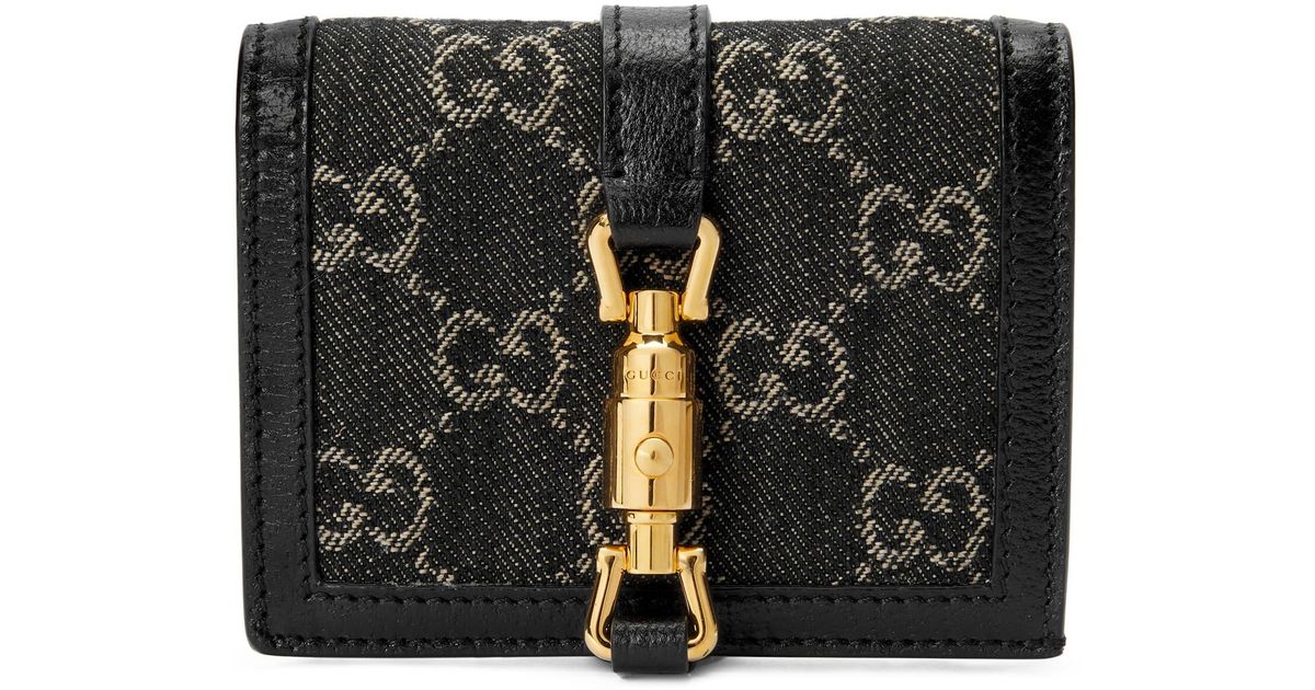 Gucci Denim Jackie 1961 Card Case Wallet in Black Lyst