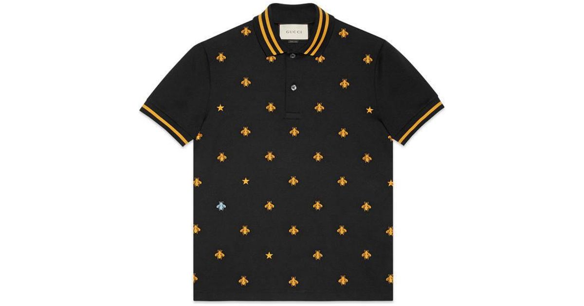 gucci cotton polo with bees and stars