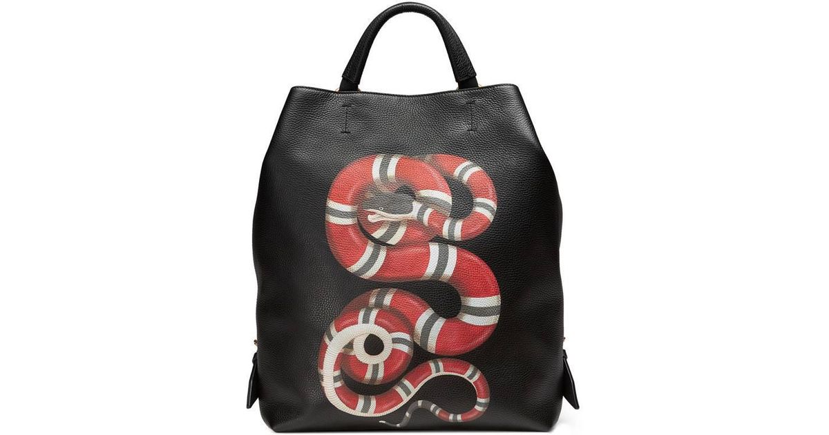 Gucci Kingsnake Print Leather Backpack 
