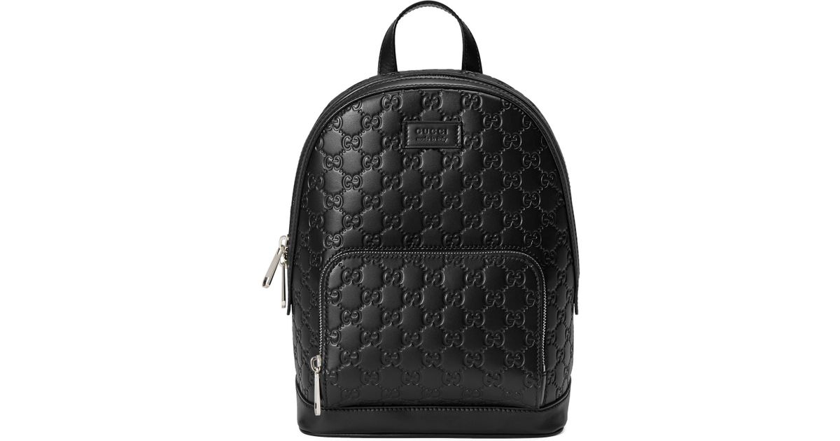 Gucci Signature Leather Backpack in Black - Lyst