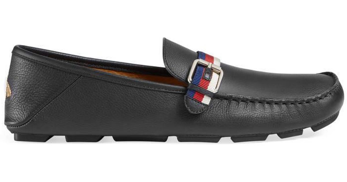 leather driver with web gucci