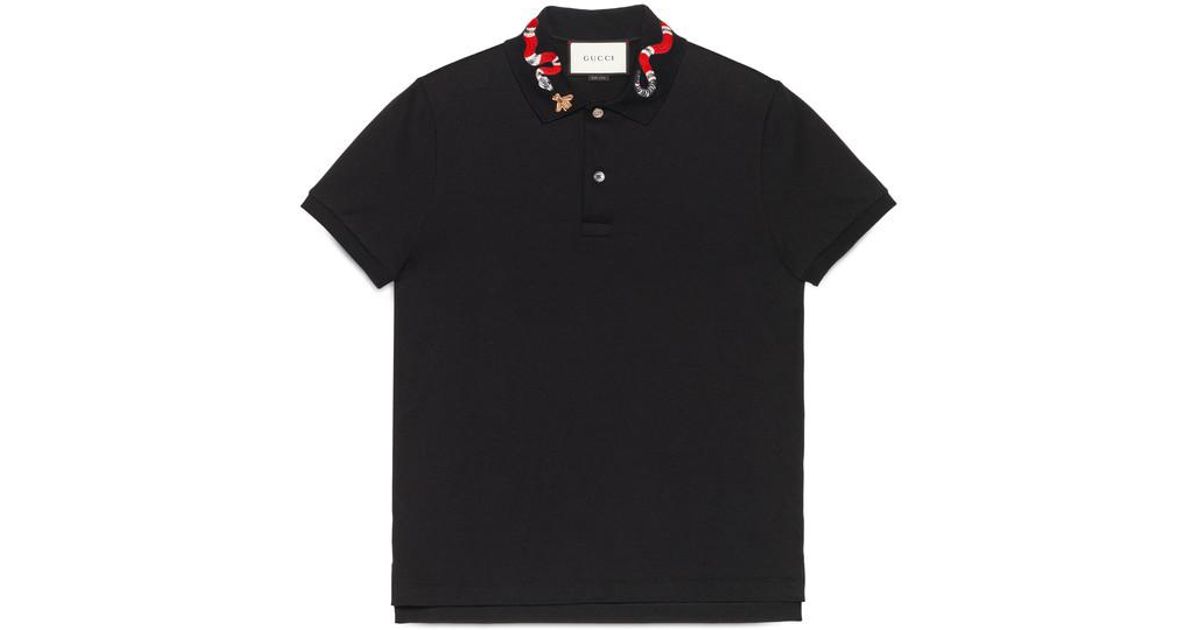 cotton polo with kingsnake embroidery