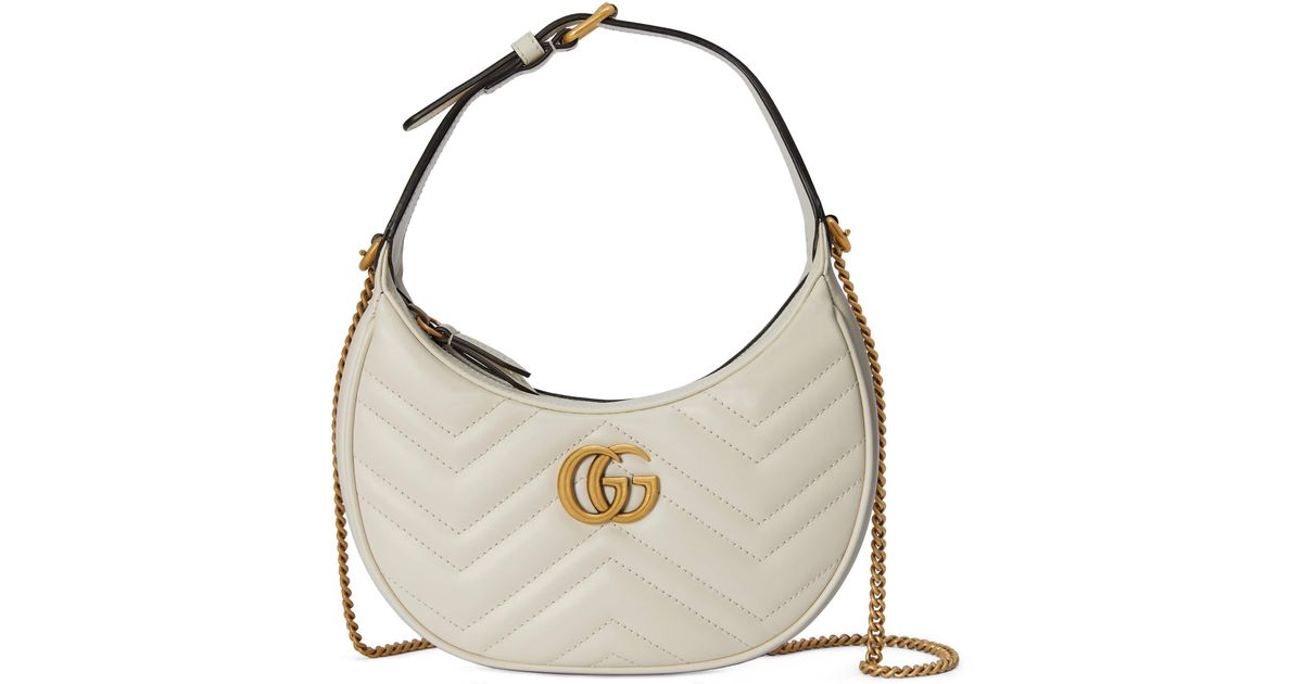 gg marmont half moon shaped mini bag white
