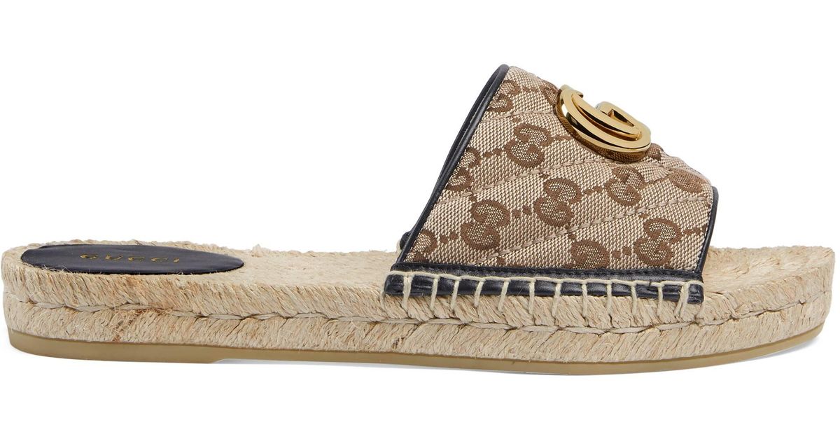 gucci gg matelassé canvas espadrille sandals
