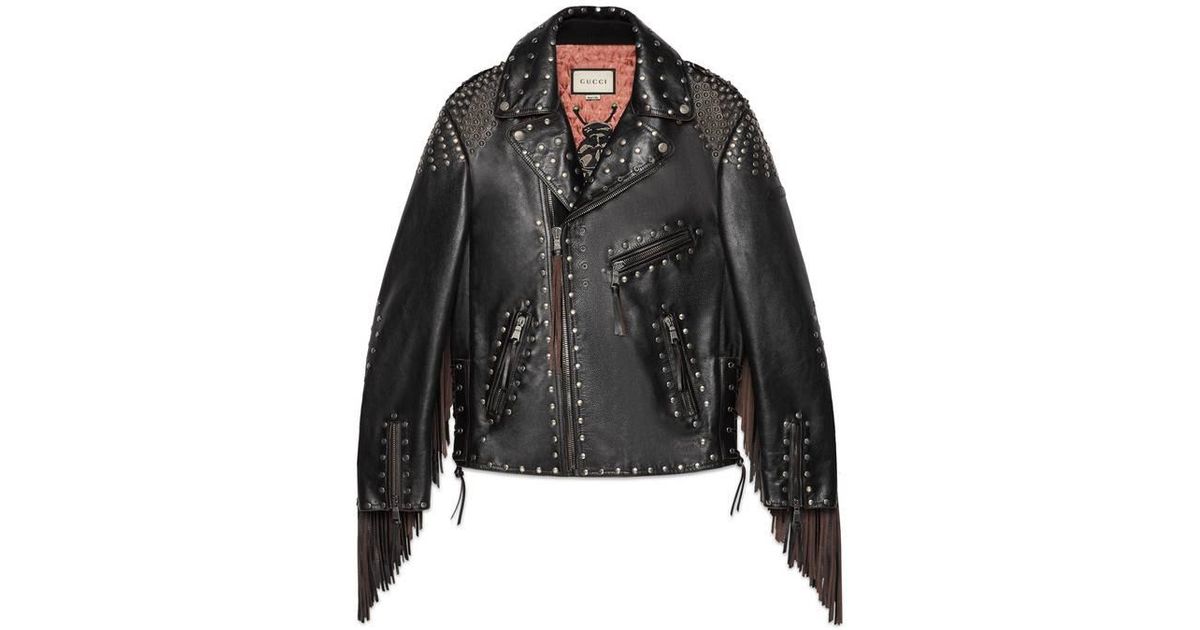 gucci studded leather biker jacket