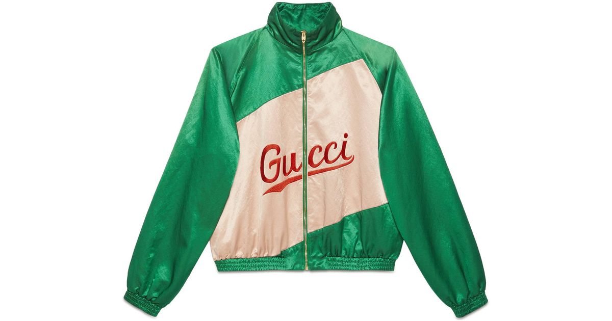 Gucci Cotton Viscose Jacket With Script in Green for Men - Lyst