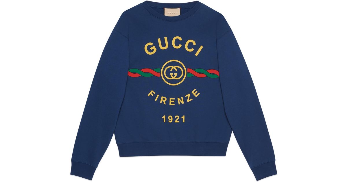 Gucci Cotton ' Firenze 1921' Sweatshirt in Blue for Men | Lyst UK