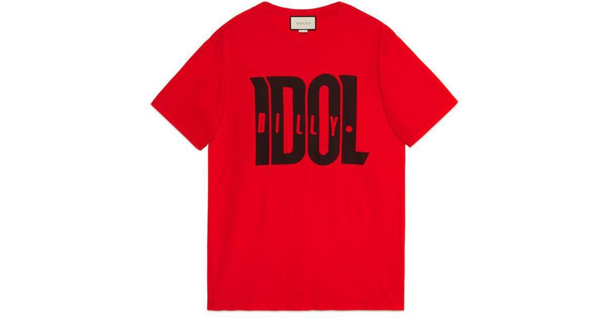 Gucci Cotton Oversize T-shirt With Billy Idol Print in Red for Men | Lyst