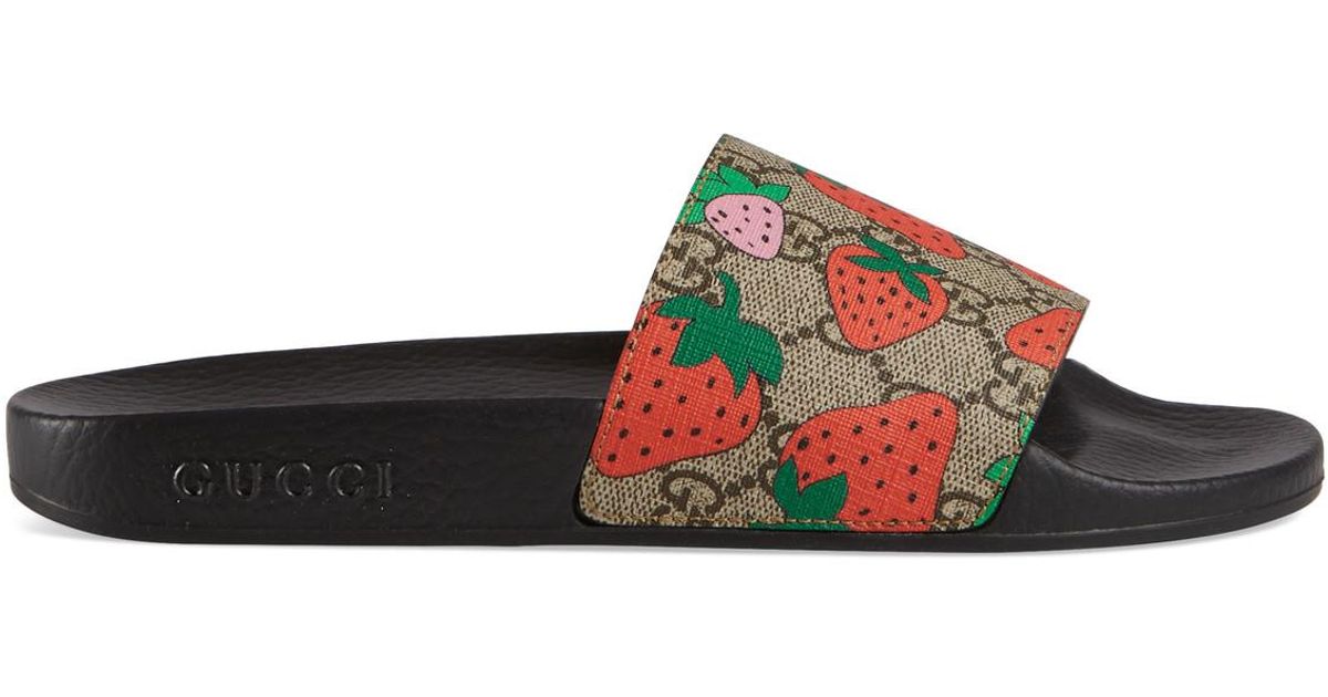 Gucci GG Strawberry Slide Sandal | Lyst