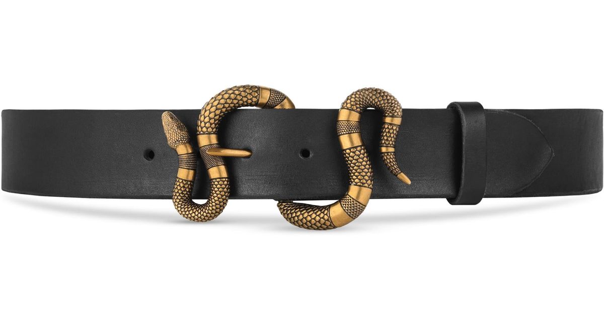 Cinturón de Piel con Hebilla de Serpiente Gucci de Cuero de color Negro  para hombre | Lyst