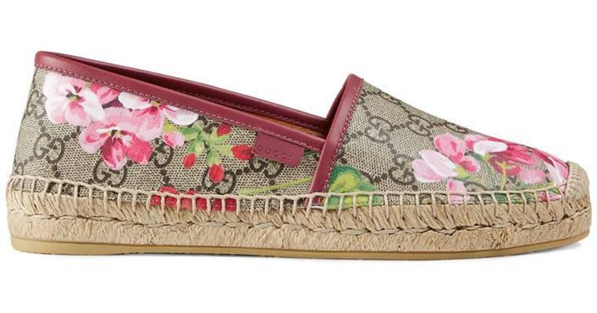 Espadrilles en toile Supreme GG blooms Gucci en coloris Rose Lyst