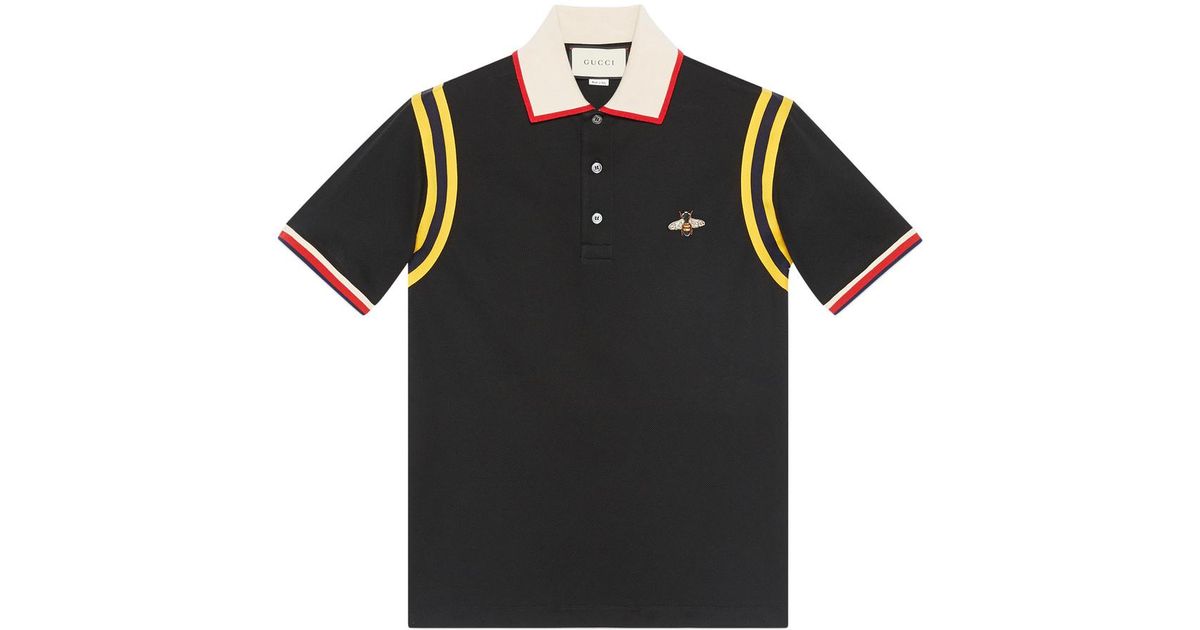 Gucci Cotton Polo With Bee in Pearl 